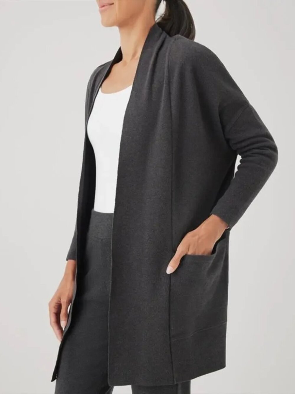 Pact Organic Cotton Gray Airplane Travel Cardigan Sweater-Small/Medium